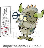 Poster, Art Print Of Cartoon Monster Taking An Eye Exam