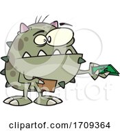 Poster, Art Print Of Cartoon Monster Paying With Cash