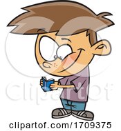 Cartoon Boy Reading A Tiny Book