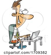 Poster, Art Print Of Cartoon Man Working From Home In His Boxers