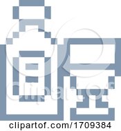 Poster, Art Print Of Wine Bottle Glass 8 Bit Video Game Art Icon