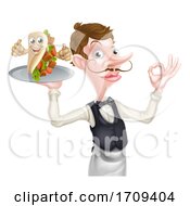 Cartoon Waiter With Perfect Kebab