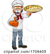 Poster, Art Print Of Tiger Pizza Chef Cartoon Restaurant Mascot