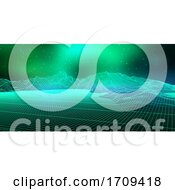 Poster, Art Print Of Abstract Digital Landscape With Wireframe Design