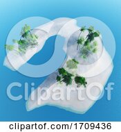 Poster, Art Print Of 3d Tropical Island With Palm Trees And Clear Blue Sea