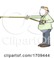 Poster, Art Print Of Cartoon Man Measuring 6 Feet Of Distance And Wearing A Mask