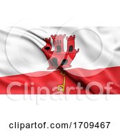 Poster, Art Print Of 3d Illustration Of The Flag Of Gibraltar Waving In The Wind