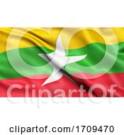 Poster, Art Print Of 3d Illustration Of The Flag Of Myanmar Waving In The Wind