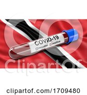 Poster, Art Print Of Flag Of Trinidad And Tobago Waving In The Wind With A Positive Covid 19 Blood Test Tube