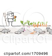 Stick Man Farmer With Rats Eating His Crops by NL shop