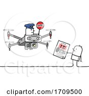 Stick Man Showing His ID To A Drone Officer by NL shop