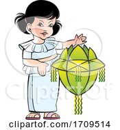 Girl Holding A Vesak Lantern