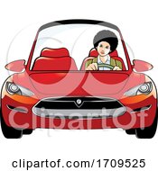 Woman Driving A Red Car by Lal Perera