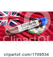 Poster, Art Print Of Flag Of Bermuda Waving In The Wind With A Positive Covid19 Blood Test Tube