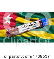 Poster, Art Print Of Flag Of Togo Waving In The Wind With A Positive Covid19 Blood Test Tube