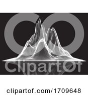 Poster, Art Print Of Wireframe Landscape Of Peaked Mountain