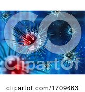 Poster, Art Print Of 3d Medical Background With Abstract Virus Cells And Floating Particles