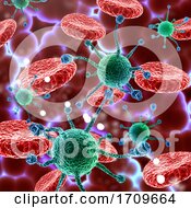 Poster, Art Print Of 3d Medical Background With Blood And Virus Cells