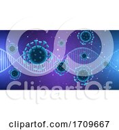Poster, Art Print Of Medical Background With Dna Strand And Abstract Virus Cells