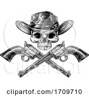 Poster, Art Print Of Sheriff Star Cowboy Hat Skull And Pistols