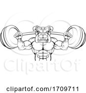 Poster, Art Print Of Bulldog Mascot Weight Lifting Body Builder