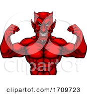 Poster, Art Print Of Devil Sports Mascot Cartoon Character