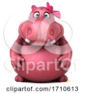3d Pink Henrietta Hippo On A White Background by Julos