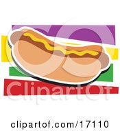 Poster, Art Print Of Fast Food Hot Dog On A Bun And Garnished With Mustard