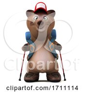 3d Brown Bear Hiker On A White Background