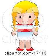 Cute Blond Austrian Girl Wearing A Flag Of Austria Shirt Clipart Illustration