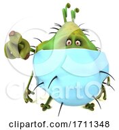 3d Germ Virus Wearing A Mask On A White Background