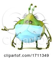 3d Germ Virus Wearing A Mask On A White Background by Julos