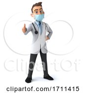 3d Young White Male Doctor Wearing A Mask On A White Background by Julos