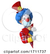 3d Colorful Clown Wearing A Mask On A White Background
