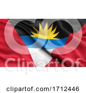 Poster, Art Print Of 3d Illustration Of The Flag Of Antigua And Barbuda Waving In The Wind