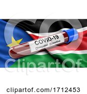 Poster, Art Print Of Flag Of South Sudan Waving In The Wind With A Positive Covid 19 Blood Test Tube