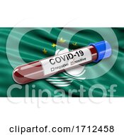 Poster, Art Print Of Flag Of Macau Waving In The Wind With A Positive Covid 19 Blood Test Tube