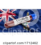 Flag Of The Cayman Islands Waving In The Wind With A Positive Covid 19 Blood Test Tube