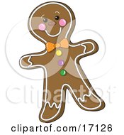 Poster, Art Print Of Happy Gingerbread Man Cookie With A Smiling Face