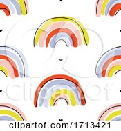 Poster, Art Print Of Seamless Pattern With Cute Abstract Rainbows