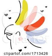 Artistic Vector Illustration Of Cheerful Cockatoo Parrot With Rainbow Crest