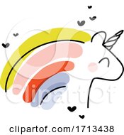 Artistic Vector Illustration Of Cheerful Unicorn With Rainbow Hair