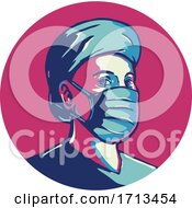 Poster, Art Print Of Frontline Worker Nurse Wearing A Surgical Mask
