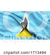 Poster, Art Print Of 3d Illustration Of The Flag Of Saint Lucia Waving In The Wind
