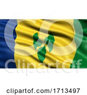 3D Illustration Of The Flag Of Saint Vincent And The Grenadines Waving In The Wind
