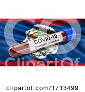 Poster, Art Print Of Flag Of Belize Waving In The Wind With A Positive Covid 19 Blood Test Tube