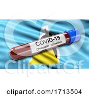 Poster, Art Print Of Flag Of Saint Lucia Waving In The Wind With A Positive Covid 19 Blood Test Tube