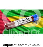 Poster, Art Print Of Flag Of SO Tom And PrNcipe Waving In The Wind With A Positive Covid 19 Blood Test Tube