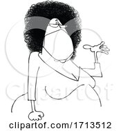 Cartoon Lineart Black Woman Presenting And Wearing A Mask