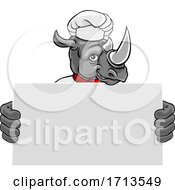 Rhino Chef Cartoon Restaurant Mascot Sign